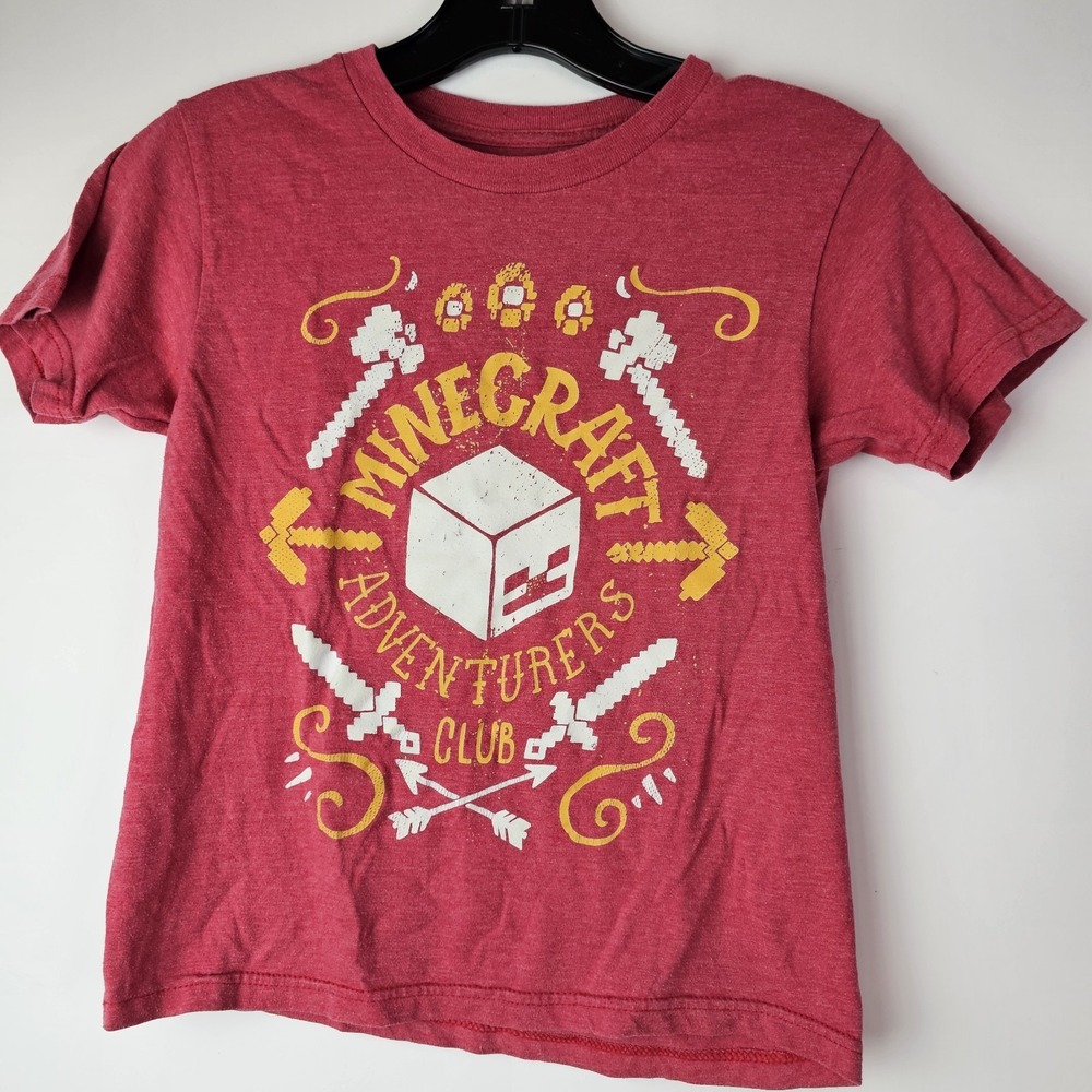 Mojang Jinx Minecraft Youth Boys T-Shirt‎ S/M Red Cotton SS